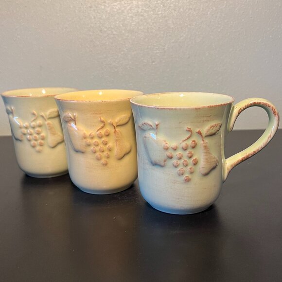 Set of 3 Vtg Casafina MADEIRA HARVEST Embossed Fruit  Stoneware Mugs ~ PORTUGAL - Picture 2 of 13